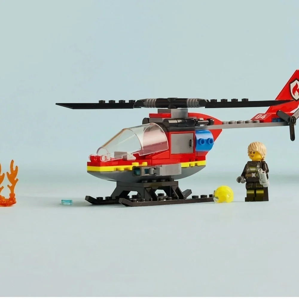 LEGO City Fire Rescue Helicopter Toy, Building Set with Firefighter